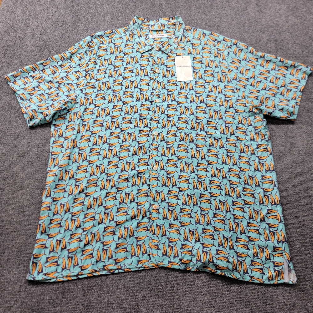 Tommy Bahama Mens XXL Marlin Fish Print Rayon Short Sleeve Shirt T321374 NWT